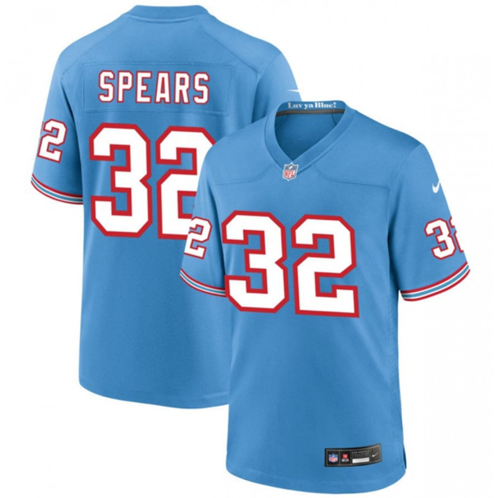 Men's Tennessee Titans #32 Tyjae Spears Blue Throwback Stitched Game Football Jersey 