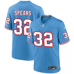 Men's Tennessee Titans #32 Tyjae Spears Blue Throwback Stitched Game Football Jersey 