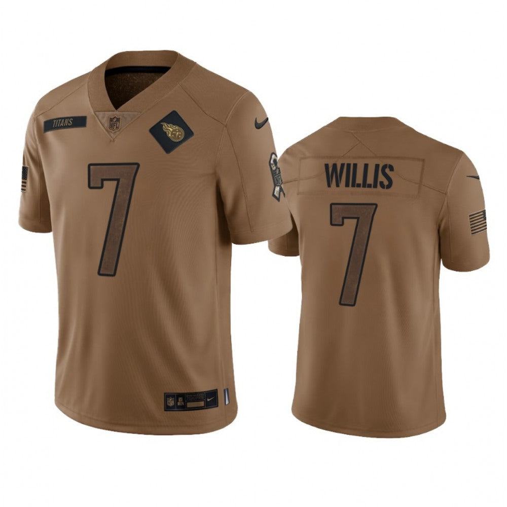Men's Tennessee Titans #7 Malik Willis 2023 Brown Salute To Service Stitched Football Jersey 
