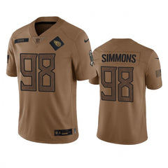 Men's Tennessee Titans #98 Jeffery Simmons 2023 Brown Salute To Service Stitched Football Jersey 
