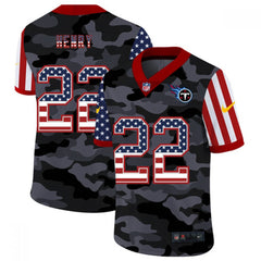 Men's Tennessee Titans #22 Derrick Henry 2020 Camo USA Flag Limited Stitched Jersey 