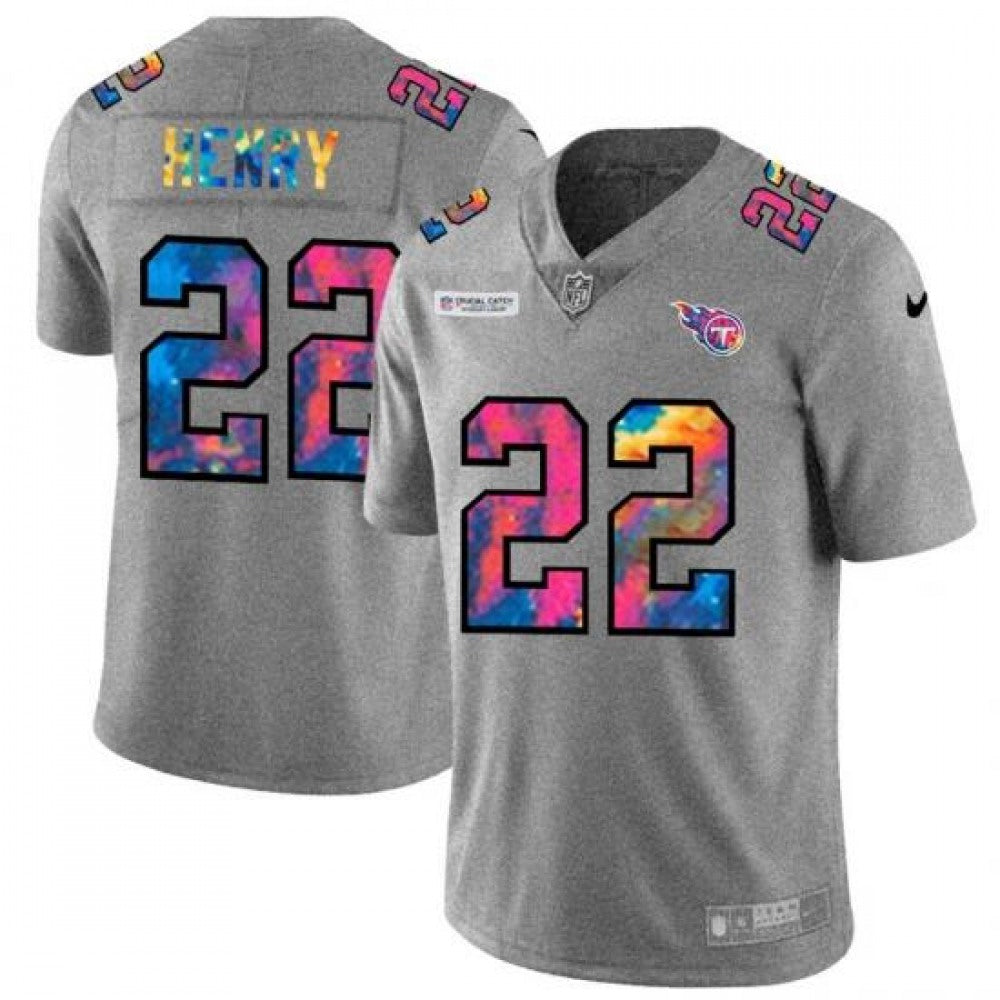 Men's Tennessee Titans #22 Derrick Henry 2020 Gray Crucial Catch Limited Stitched Jersey 