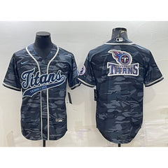 Men's Tennessee Titans Grey Camo Team Big Logo With Patch Cool Base Stitched Baseball Jersey 