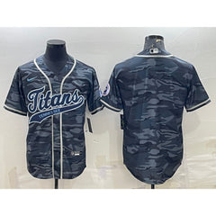Men's Tennessee Titans Blank Grey Camo With Patch Cool Base Stitched Baseball Jersey 