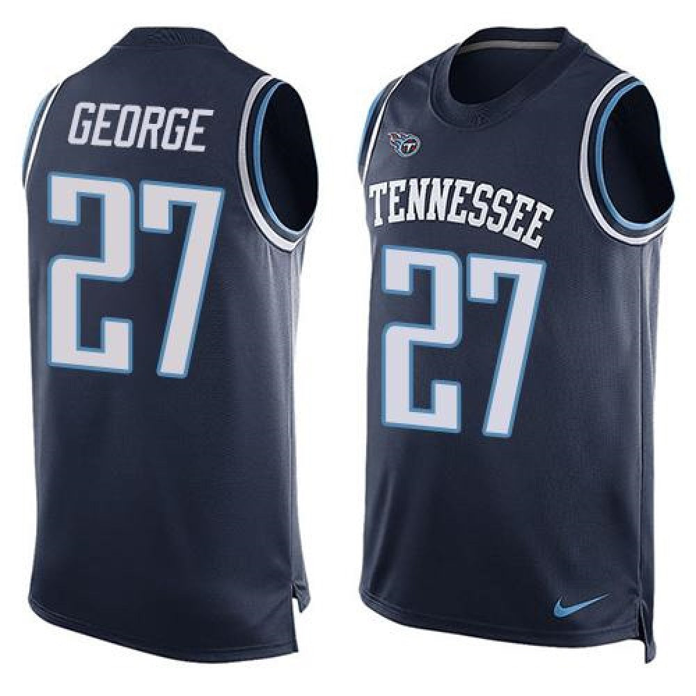 Titans #27 Eddie George Navy Blue Alternate Men's Stitched NFL Limited Tank Top Jersey 