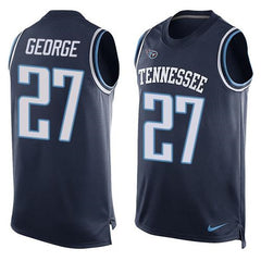 Titans #27 Eddie George Navy Blue Alternate Men's Stitched NFL Limited Tank Top Jersey 