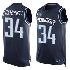 Titans #34 Earl Campbell Navy Blue Alternate Men's Stitched NFL Limited Tank Top Jersey 