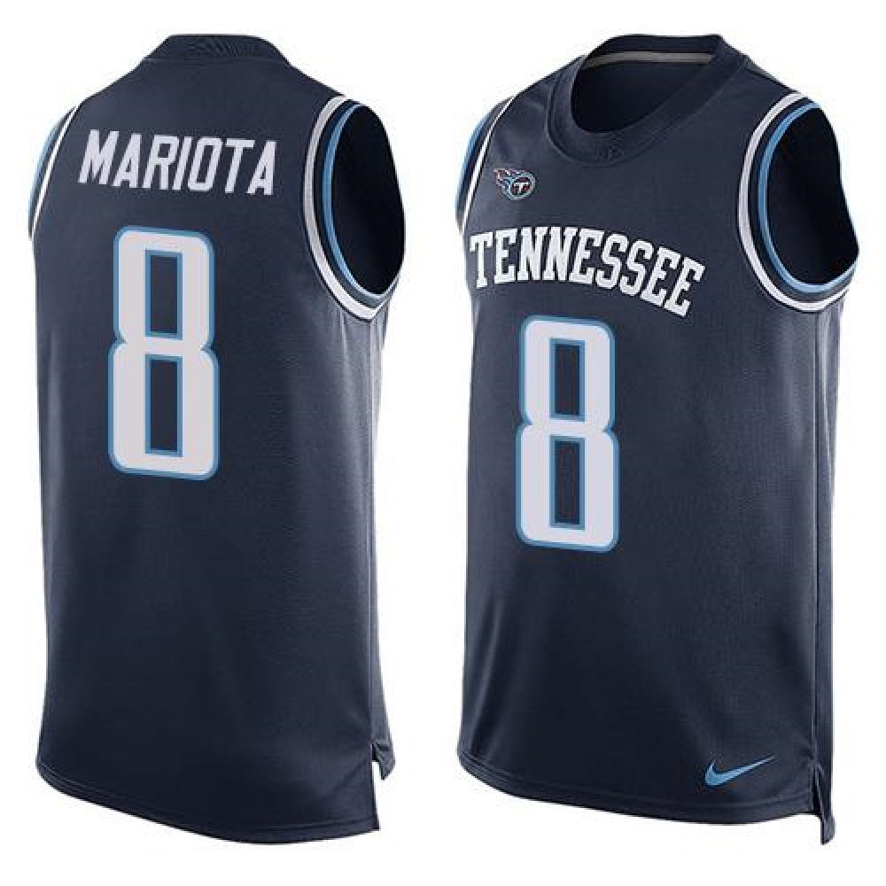 Titans #8 Marcus Mariota Navy Blue Alternate Men's Stitched NFL Limited Tank Top Jersey 