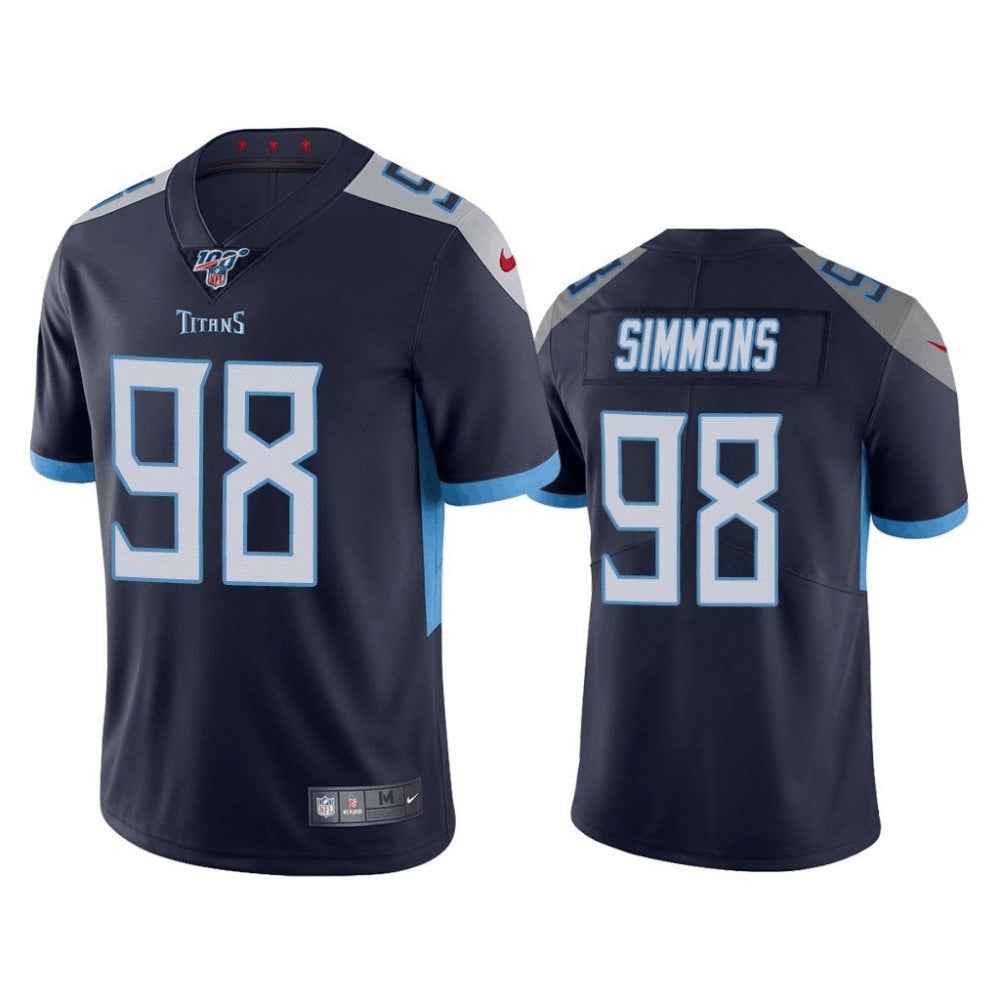 Men's Tennessee Titans #98 Jeffery Simmons Navy 2019 100th Season Vapor Untouchable Limited Stitched NFL Jersey 