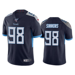 Men's Tennessee Titans #98 Jeffery Simmons Navy 2019 100th Season Vapor Untouchable Limited Stitched NFL Jersey 
