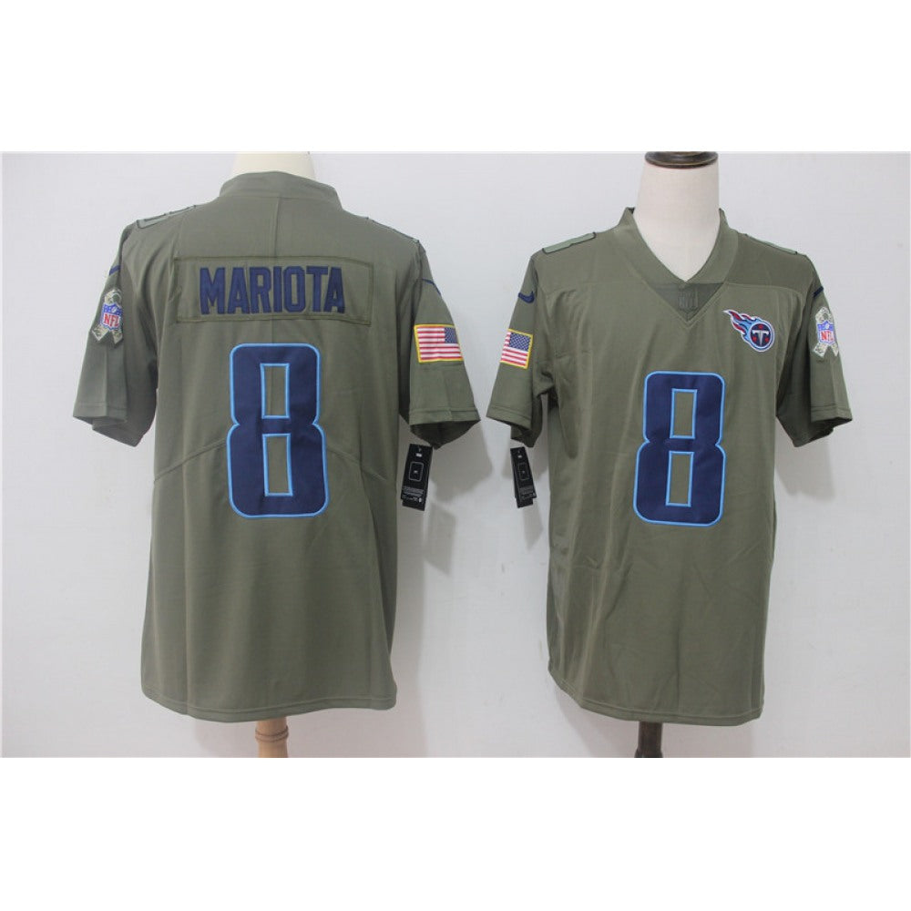 Men's Tennessee Titans #8 Marcus Mariota Olive Salute To Service Limited Stitched NFL Jersey 