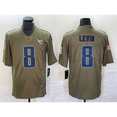Men's Tennessee Titans #8 Will Levis Olive 2017 Salute To Service Limited Stitched Jersey 