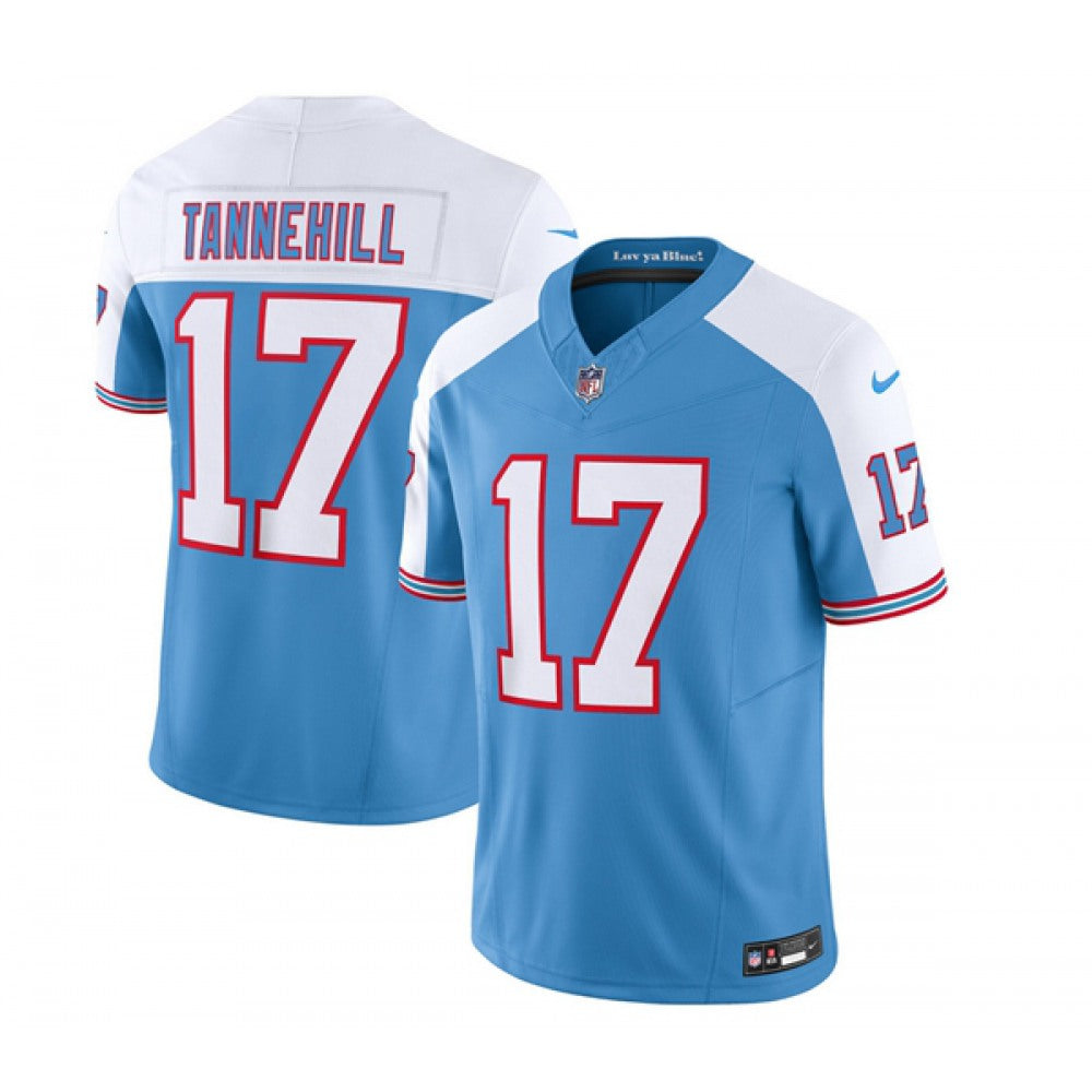 Men's Tennessee Titans #17 Ryan Tannehill Blue/White 2023 F.U.S.E. Vapor Limited Throwback Stitched Football Jersey 
