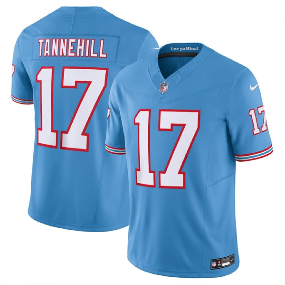 Men's Tennessee Titans #17 Ryan Tannehill Light Blue 2023 F.U.S.E. Vapor Limited Throwback Stitched Football Jersey 
