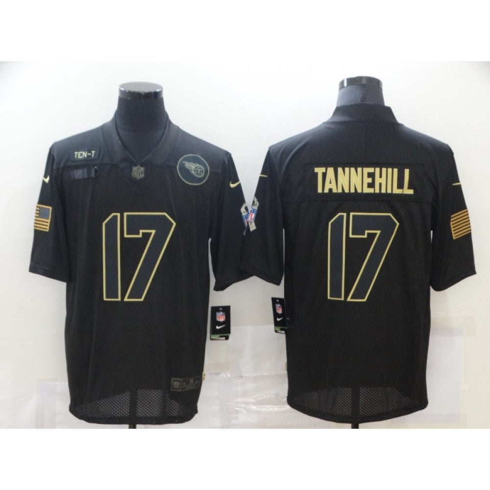 Men's Tennessee Titans #17 Ryan Tannehill 2020 Black Salute To Service Limited Stitched Jersey 