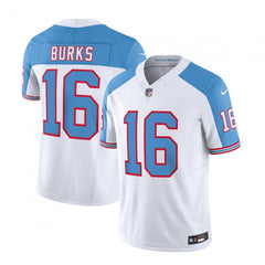 Men's Tennessee Titans #16 Treylon Burks White/Blue 2023 F.U.S.E. Vapor Limited Throwback Stitched Football Jersey 