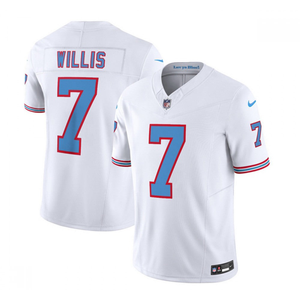 Men's Tennessee Titans #7 Malik Willis White 2023 F.U.S.E. Vapor Limited Throwback Stitched Football Jersey 