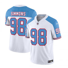 Men's Tennessee Titans #98 Jeffery Simmons White/Blue 2023 F.U.S.E. Vapor Limited Throwback Stitched Football Jersey 