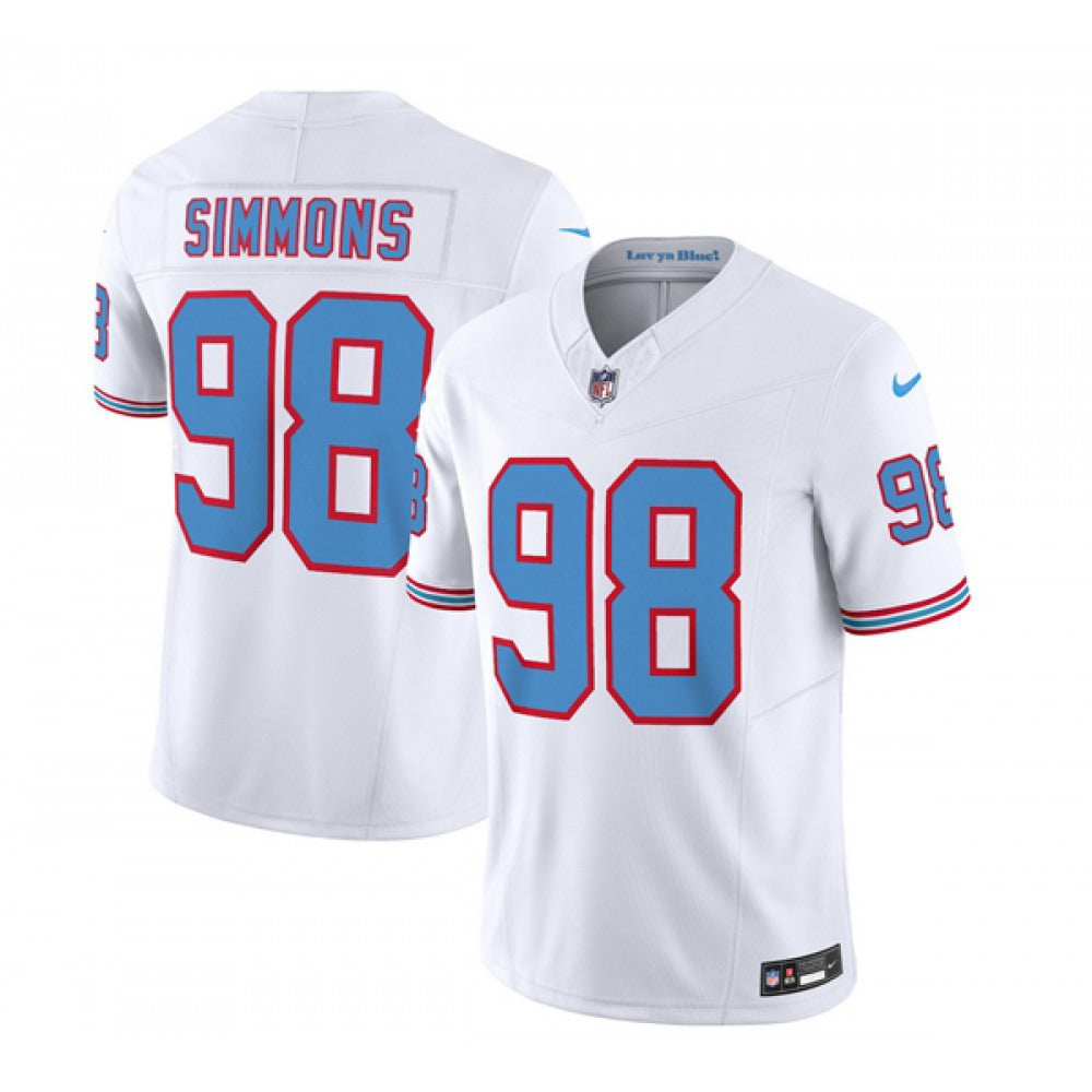 Men's Tennessee Titans #98 Jeffery Simmons White 2023 F.U.S.E. Vapor Limited Throwback Stitched Football Jersey 