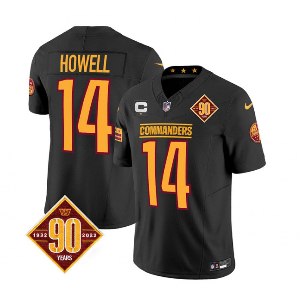 Men's Washington Commanders #14 Sam Howell Black 2023 F.U.S.E. With 1-Star C Patch 90th Anniversary Vapor Limited Stitched Football Jersey 