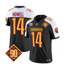 Men's Washington Commanders #14 Sam Howell Black/White 2023 F.U.S.E. With 1-Star C Patch 90th AnniversaryVapor Limited Stitched Football Jersey 
