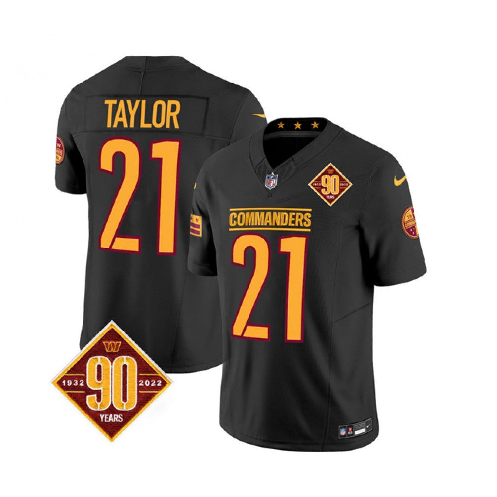 Men's Washington Commanders #21 Sean Taylor Black 2023 F.U.S.E. 90th Anniversary Vapor Limited Stitched Football Jersey 