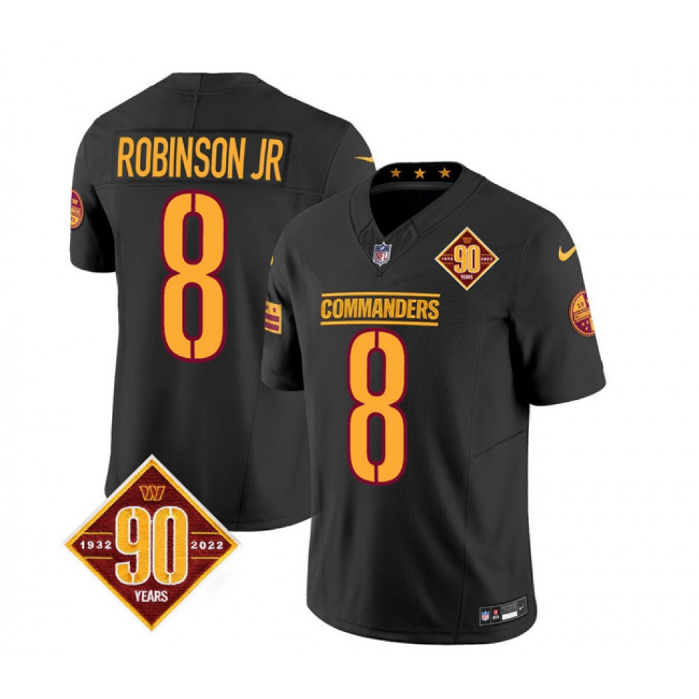 Men's Washington Commanders #8 Brian Robinson Black 2023 F.U.S.E. 90th Anniversary Vapor Limited Stitched Football Jersey 