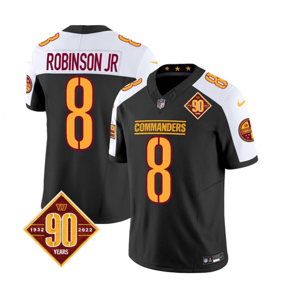 Men's Washington Commanders #8 Brian Robinson Black/White 2023 F.U.S.E. 90th AnniversaryVapor Limited Stitched Football Jersey 