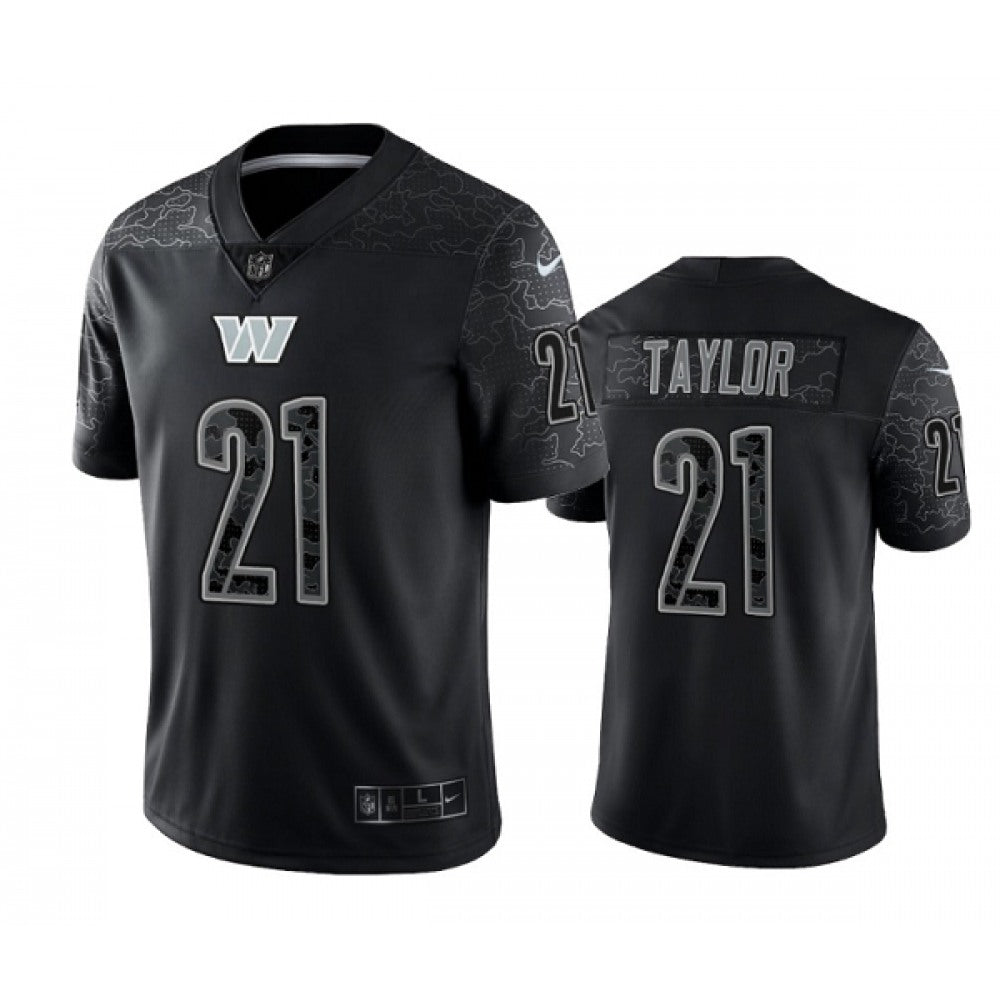 Men's Washington Commanders #21 Sean Taylor Black Reflective Limited Stitched Football Jersey 
