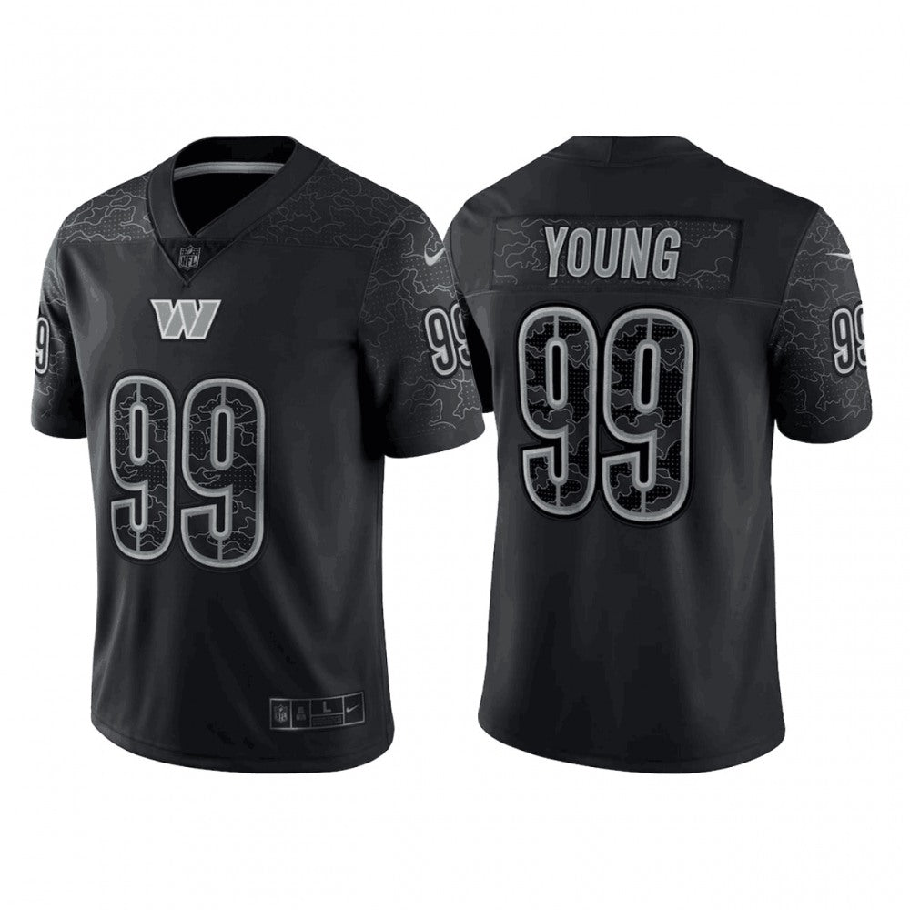 Men's Washington Commanders #99 Chase Young Black Reflective Limited Stitched Football Jersey 