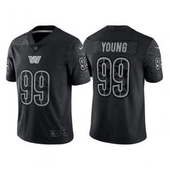 Men's Washington Commanders #99 Chase Young Black Reflective Limited Stitched Football Jersey 