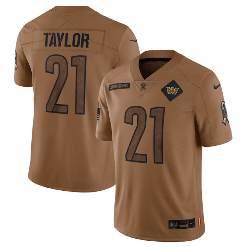 Men's Washington Commanders #21 Sean Taylor 2023 Brown Salute To Service Limited Stitched Football Jersey 
