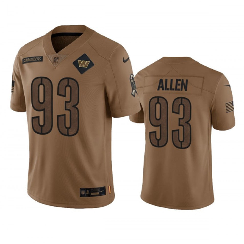 Men's Washington Commanders #93 Jonathan Allen 2023 Brown Salute To Service Limited Stitched Football Jersey 
