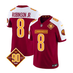 Men's Washington Commanders #8 Brian Robinson Burgundy/White 2023 F.U.S.E. 90th Anniversary Vapor Limited Stitched Football Jersey 