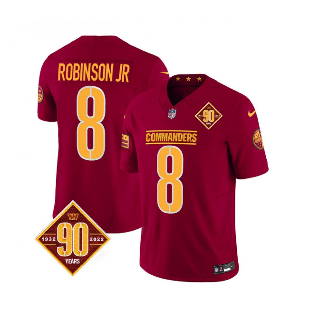 Men's Washington Commanders #8 Brian Robinson Burgundy 2023 F.U.S.E. 90th Anniversary Vapor Limited Stitched Football Jersey 