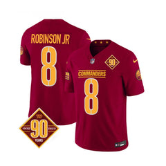 Men's Washington Commanders #8 Brian Robinson Burgundy 2023 F.U.S.E. 90th Anniversary Vapor Limited Stitched Football Jersey 