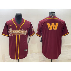 Men's Washington Commanders Burgundy Team Big Logo With Patch Cool Base Stitched Baseball Jersey 