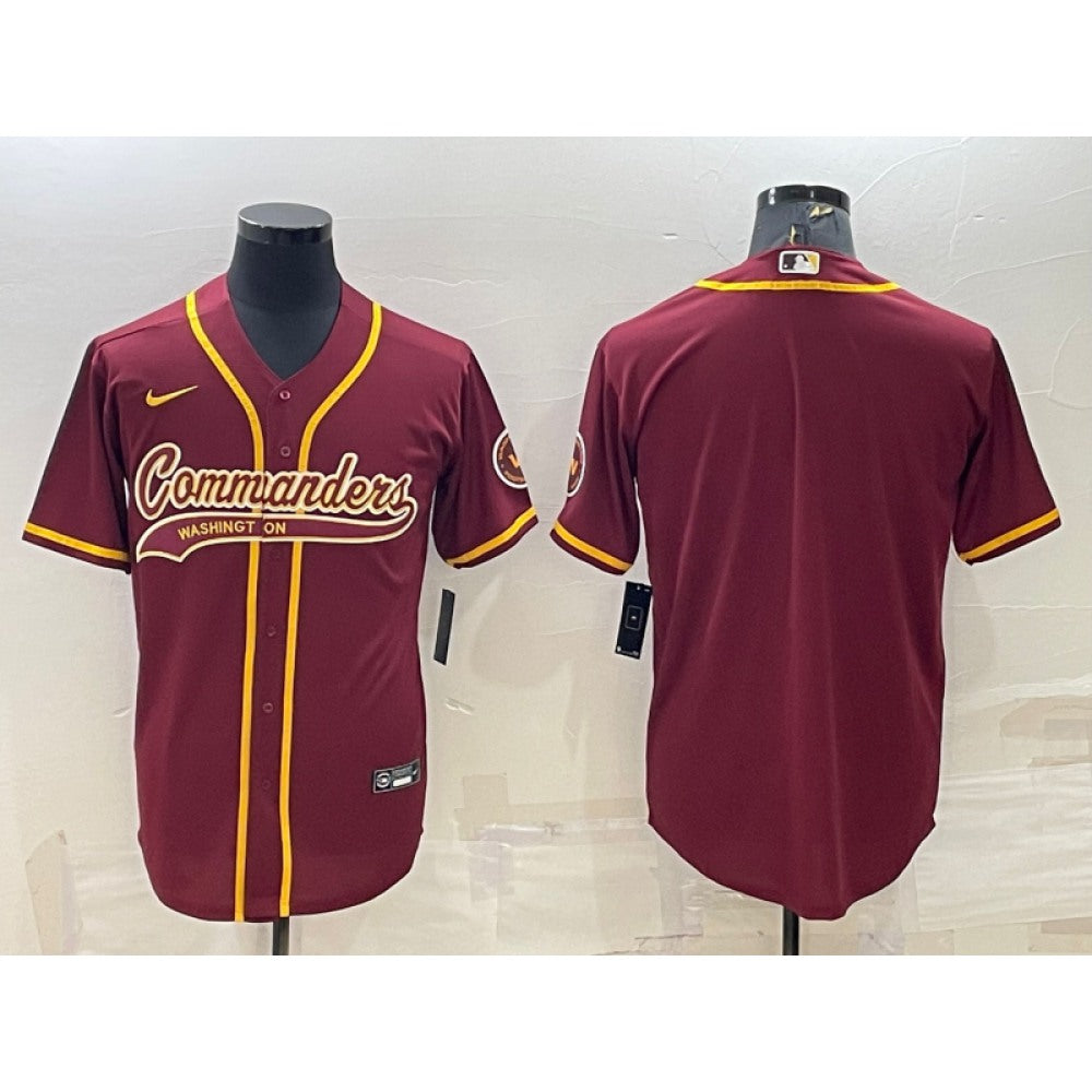 Men's Washington Commanders Blank Burgundy With Patch Cool Base Stitched Baseball Jersey 