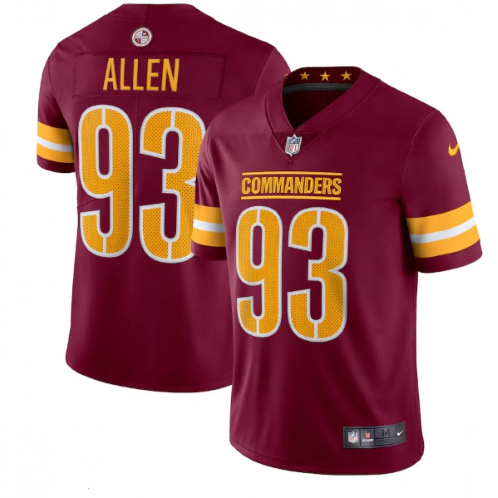 Men's Washington Commanders #93 Jonathan Allen 2022 Burgundy Vapor Stitched Football Jersey 