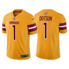 Men's Washington Commanders #1 Jahan Dotson Gold Vapor Untouchable Stitched Football Jersey 