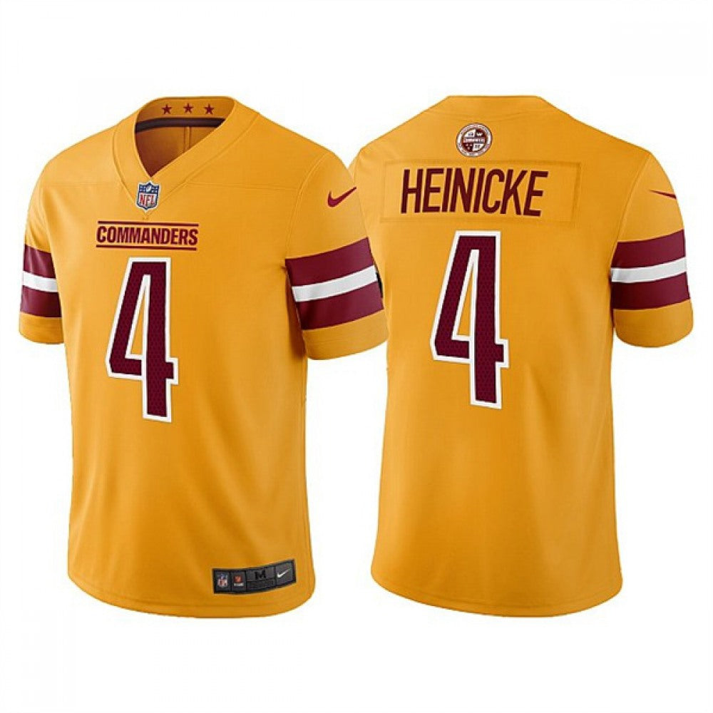 Men's Washington Commanders #4 Taylor Heinicke Gold Vapor Untouchable Stitched Football Jersey 