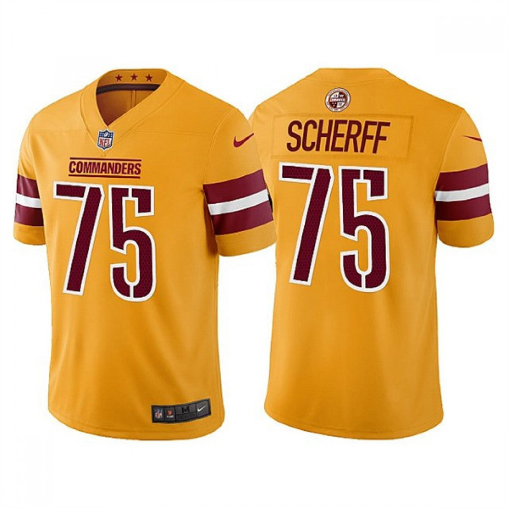 Men's Washington Commanders #75 Brandon Scherff Gold Vapor Untouchable Stitched Football Jersey 