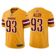 Men's Washington Commanders #93 Jonathan Allen Gold Vapor Untouchable Stitched Football Jersey 