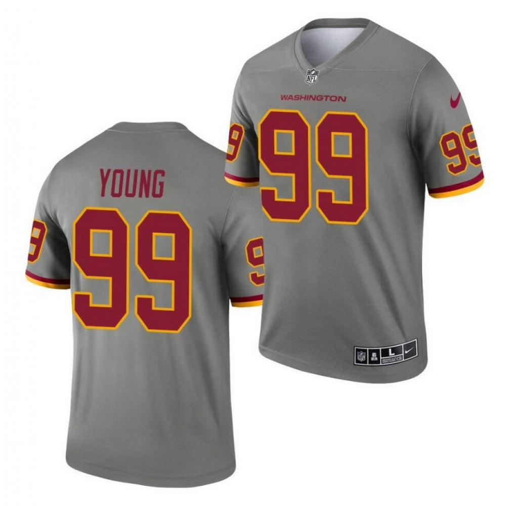 Men's Washington Football Team #99 Chase Young Gray Inverted Legend Stitched Jersey 