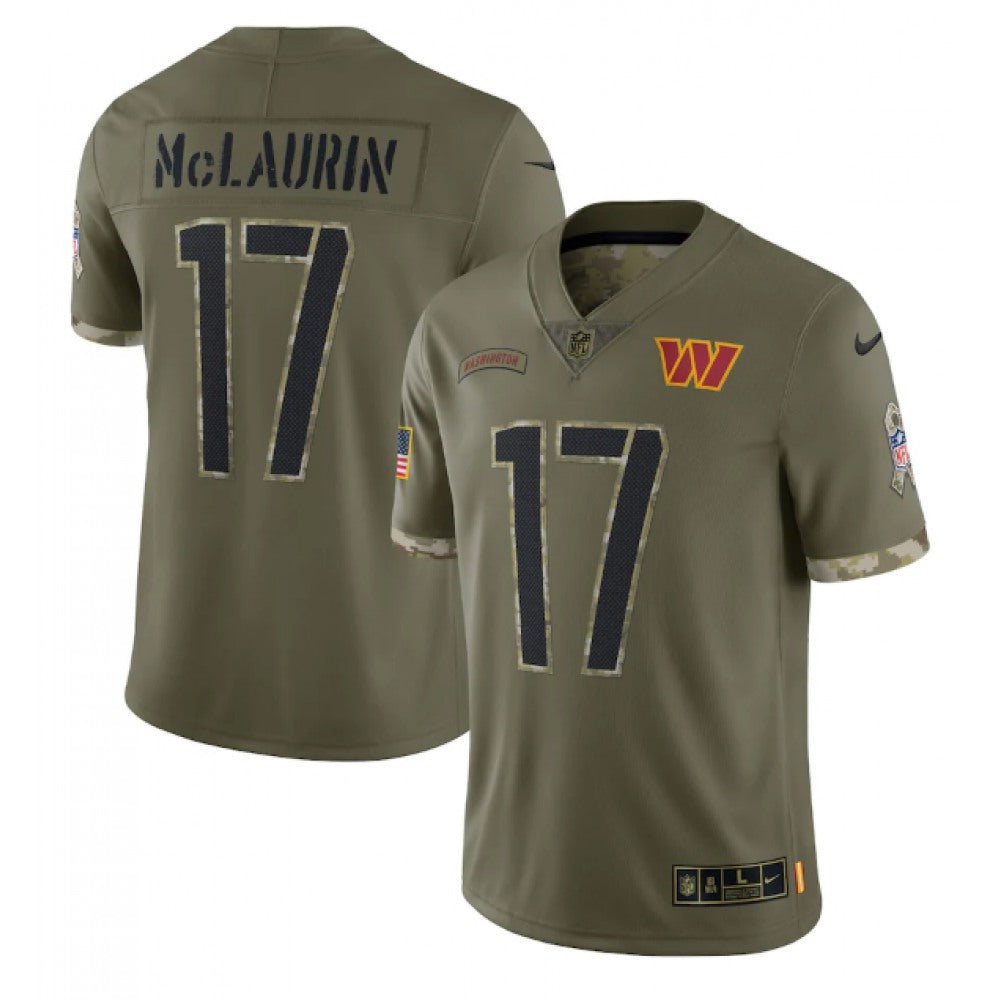 Men's Washington Commanders #17 Terry McLaurin Olive 2022 Salute To Service Limited Stitched Jersey 