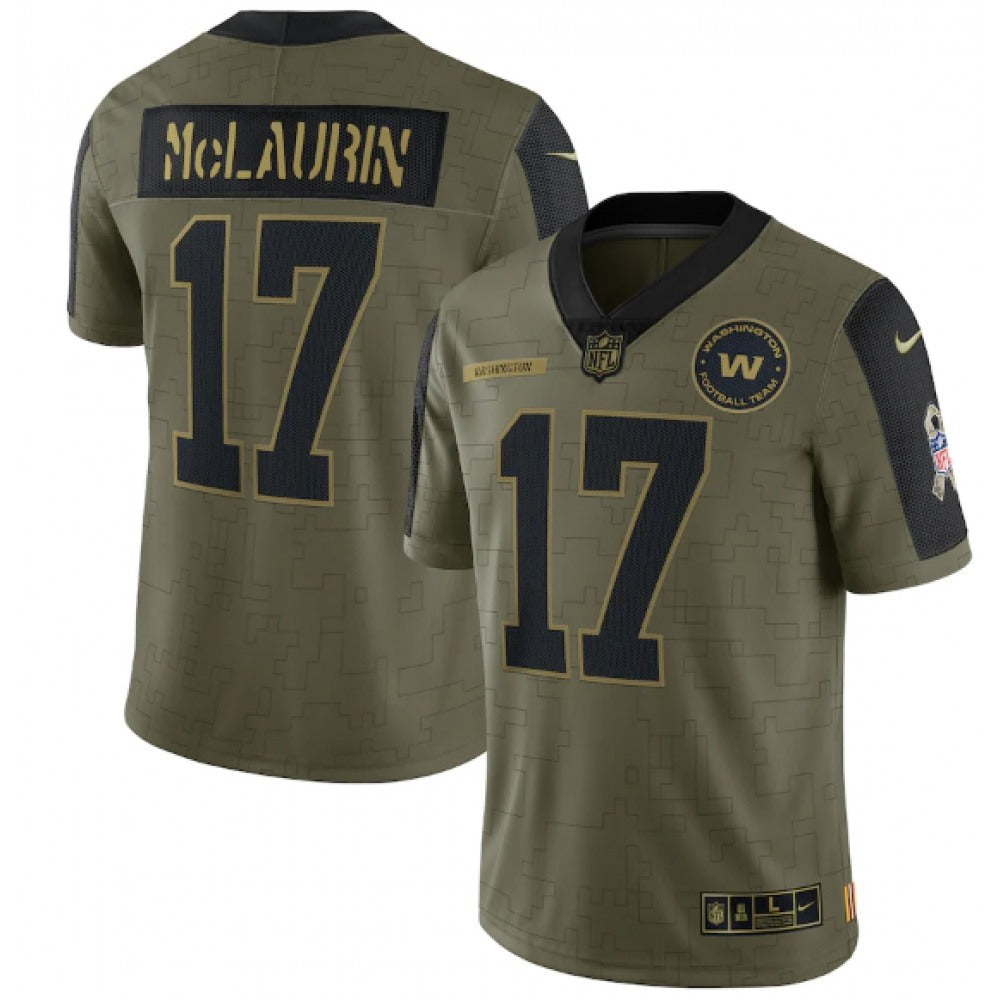 Men's Washington Football Team #17 Terry McLaurin 2021 Olive Salute To Service Limited Stitched Jersey 