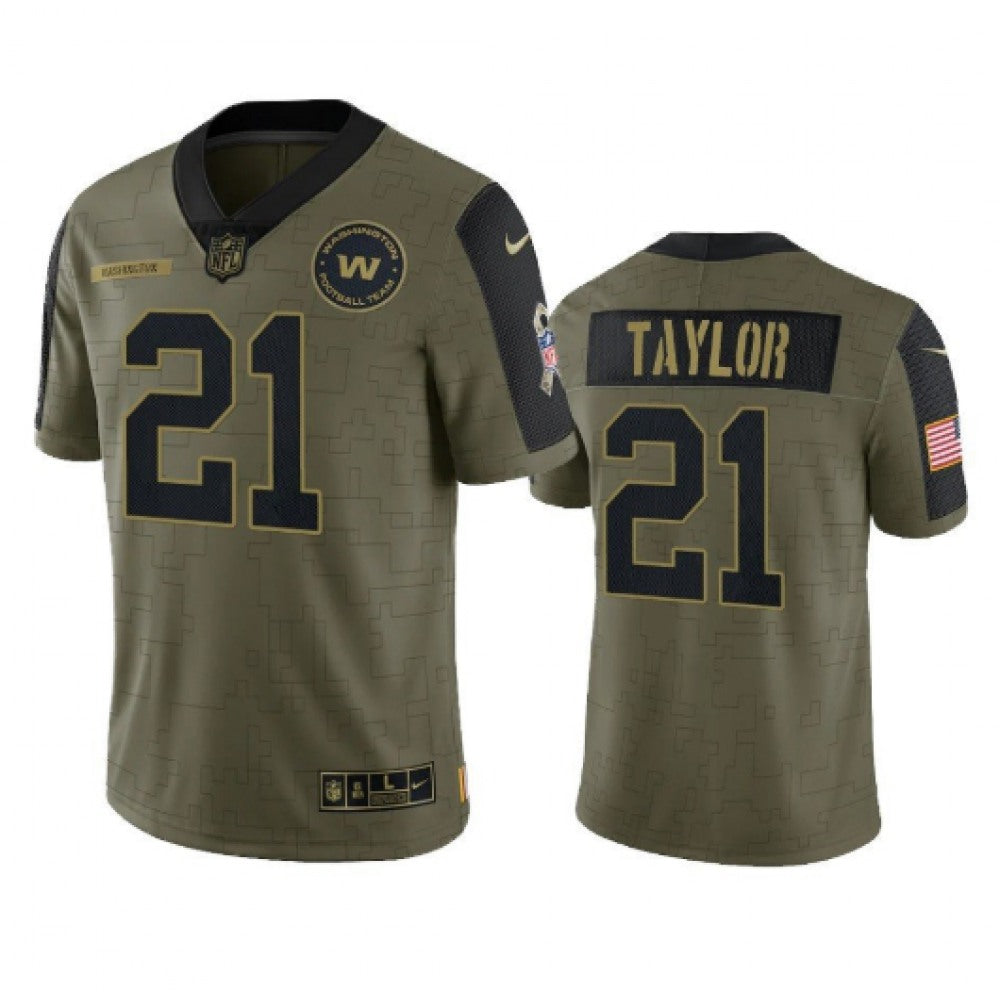 Men's Washington Football Team #21 Sean Taylor 2021 Olive Salute To Service Limited Stitched Jersey 