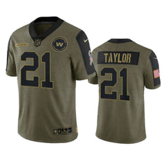 Men's Washington Football Team #21 Sean Taylor 2021 Olive Salute To Service Limited Stitched Jersey 