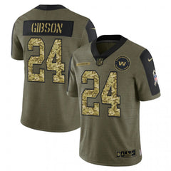 Men's Washington Football Team #24 Antonio Gibson 2021 Olive Camo Salute To Service Limited Stitched Jersey 