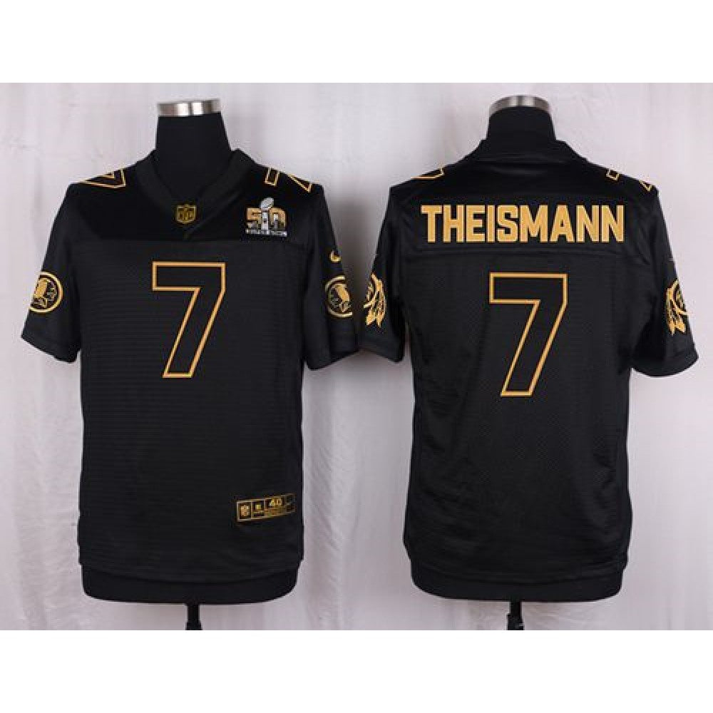 Redskins #7 Joe Theismann Black Men's Stitched NFL Elite Pro Line Gold Collection Jersey 